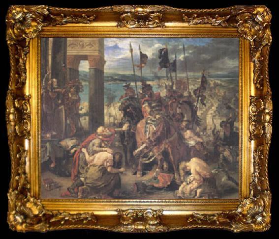framed  Eugene Delacroix Entry of the Crusaders into Constantinople on 12 April 1204 (mk05), ta009-2